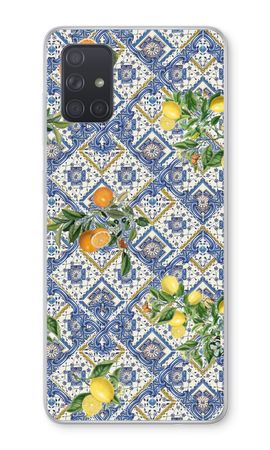Blue tiles, lemons and oranges - small