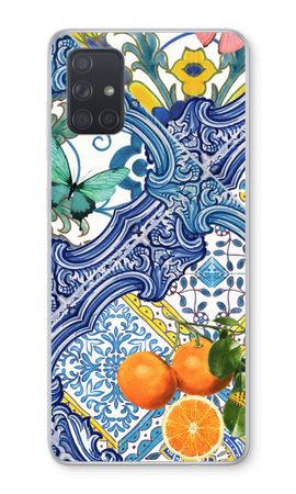 Blue tiles and oranges