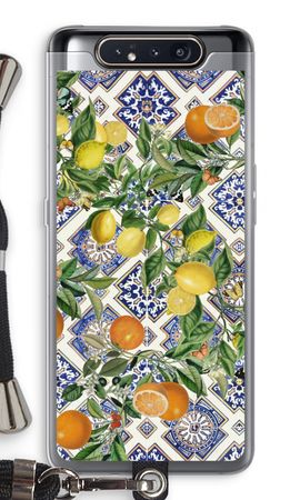 Blue tiles, lemons and oranges