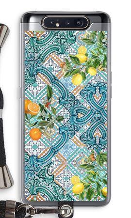 Blue tiles, lemons and oranges