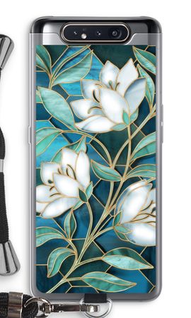 Blue stained glass flowers