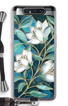 Fleurs en vitrail bleu