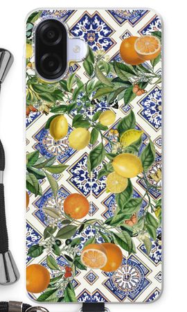 Blue tiles, lemons and oranges