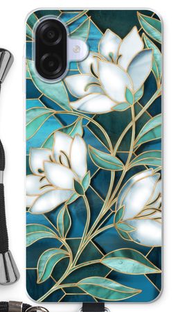 Blue stained glass flowers