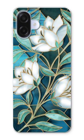 Blue stained glass flowers