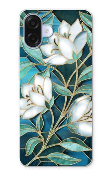 Blue stained glass flowers