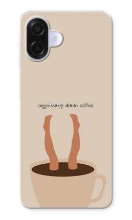 Aggressively drinks coffee