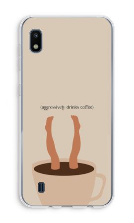 Aggressively drinks coffee