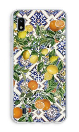 Blue tiles, lemons and oranges