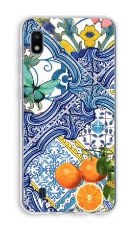 Blue tiles and oranges