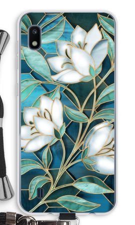 Blue stained glass flowers