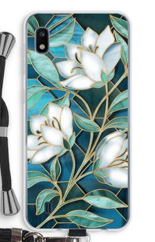 Blue stained glass flowers