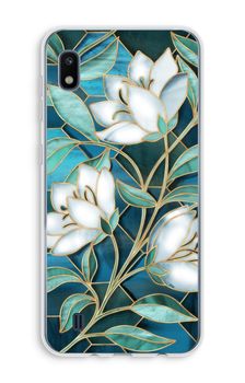 Blue stained glass flowers