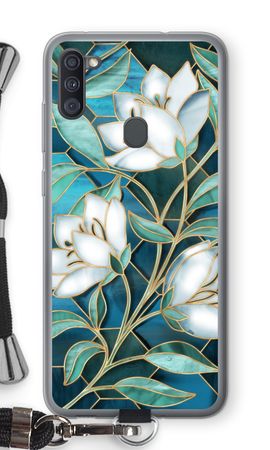 Blue stained glass flowers