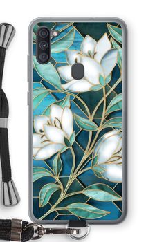 Blue stained glass flowers