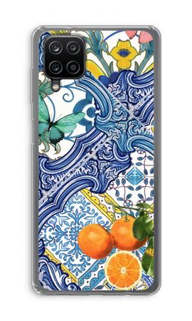 Blue tiles and oranges