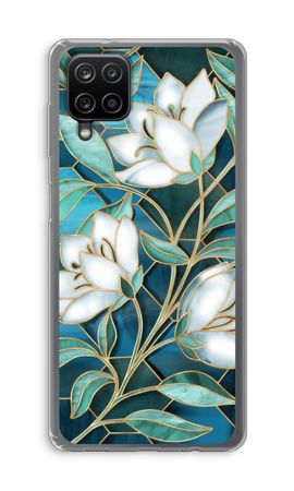 Blue stained glass flowers