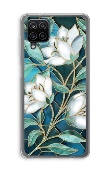 Blue stained glass flowers