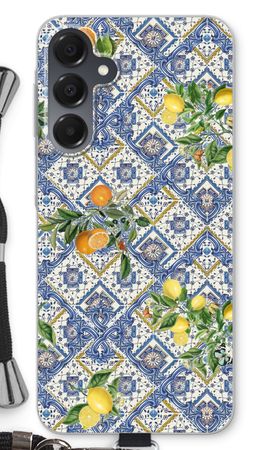 Blue tiles, lemons and oranges - small