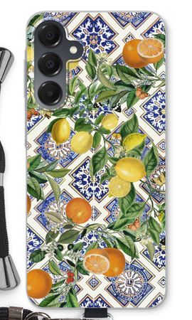 Blue tiles, lemons and oranges