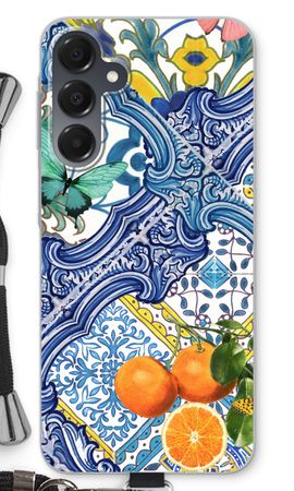 Blue tiles and oranges