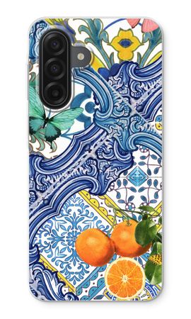 Blauwe tegels en sinaasappels