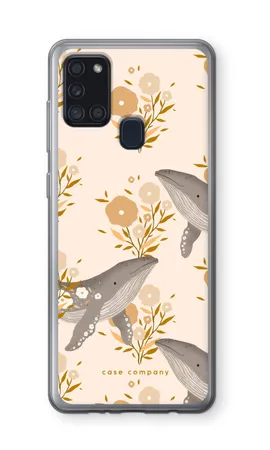 Floral Whales, Samsung Galaxy A21s pehmeä kotelo
