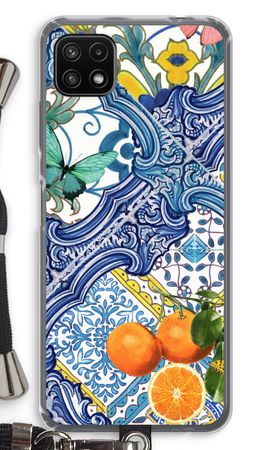 Blue tiles and oranges