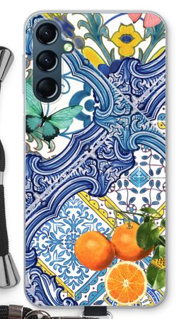 Blue tiles and oranges