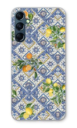 Blue tiles, lemons and oranges - small