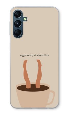 Aggressively drinks coffee