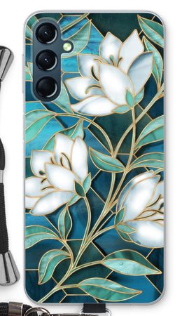 Blue stained glass flowers