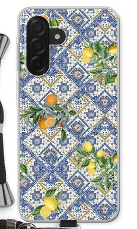 Blue tiles, lemons and oranges - small