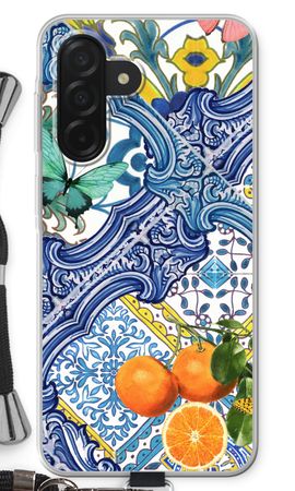 Blue tiles and oranges