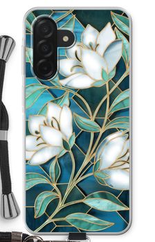 Blue stained glass flowers