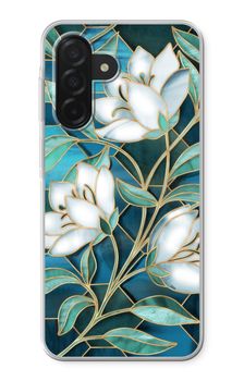 Blue stained glass flowers