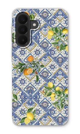 Blue tiles, lemons and oranges - small