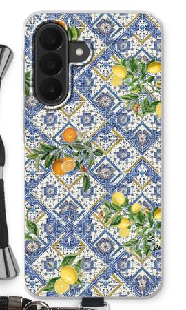 Blue tiles, lemons and oranges - small