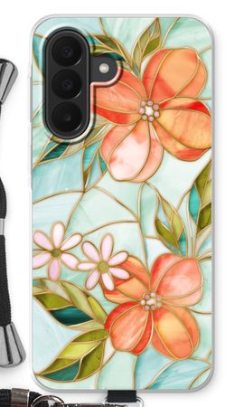 Orange stained glass flower