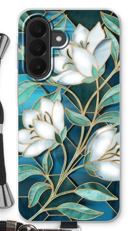 Blue stained glass flowers