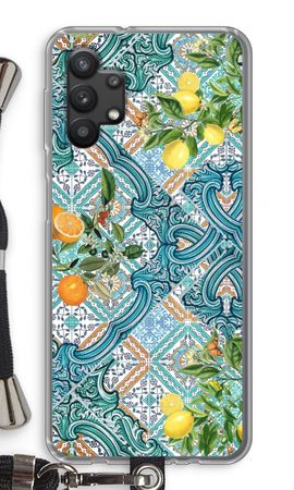 Blue tiles, lemons and oranges