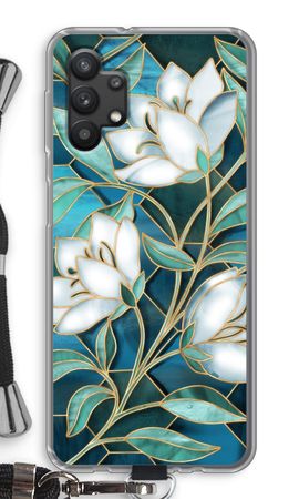 Blue stained glass flowers