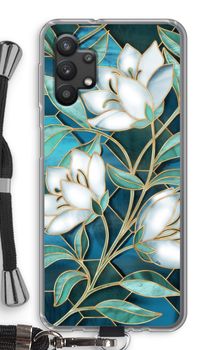 Blauwe glas-in-lood bloemen