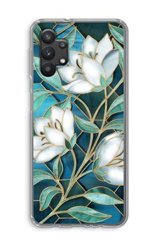 Blauwe glas-in-lood bloemen