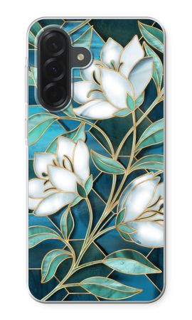 Blue stained glass flowers