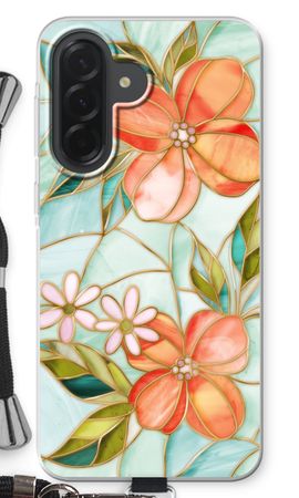 Orange stained glass flower