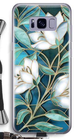 Blue stained glass flowers