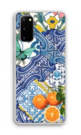 Blue tiles and oranges