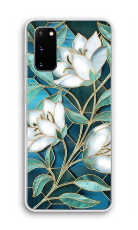 Blue stained glass flowers