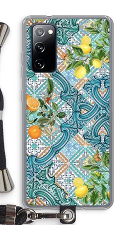 Blue tiles, lemons and oranges